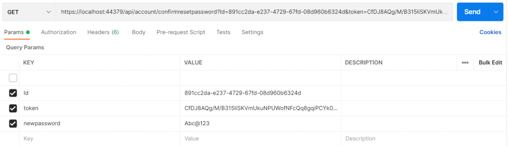 reset password in ASP.NET Core