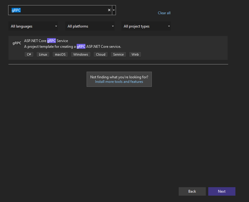 gRPC application in ASP.NET Core